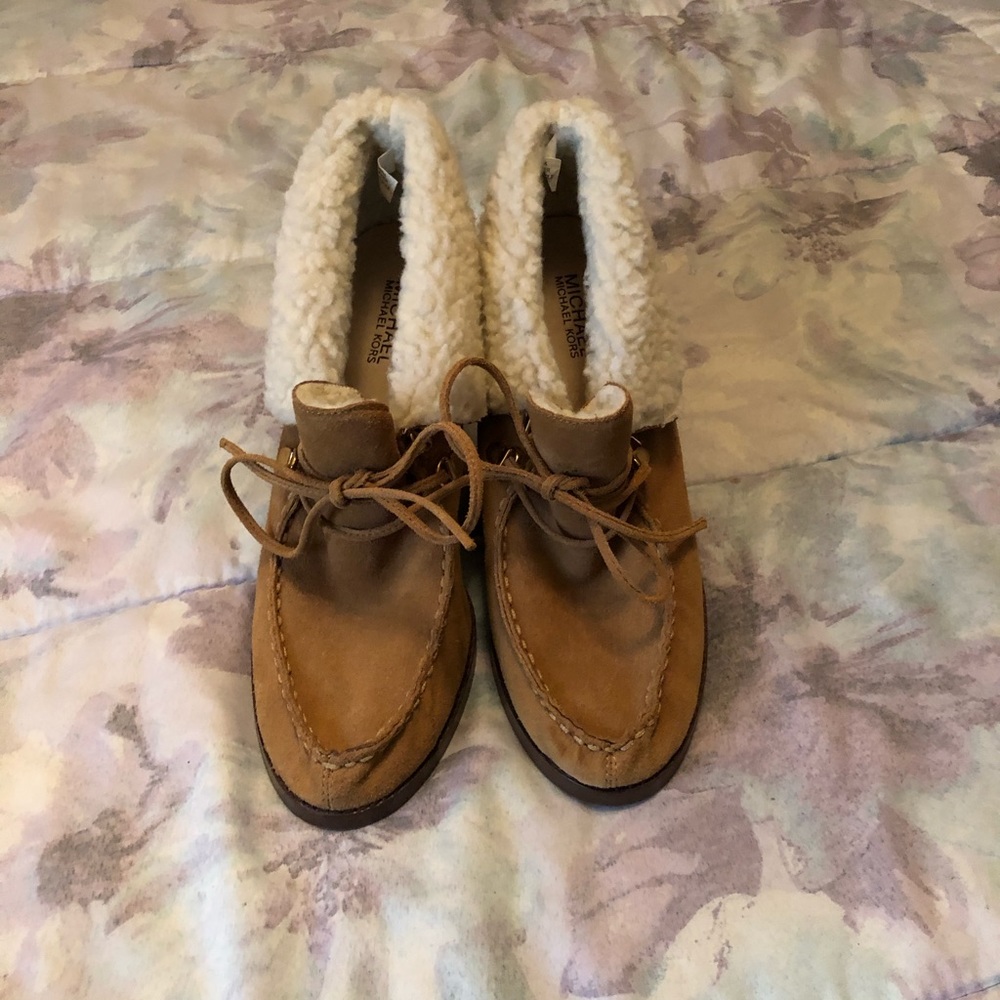 Michael kors leather wedge ankle boot